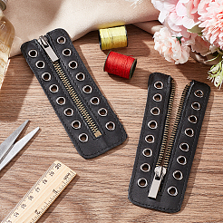Schnürstiefel aus PU-Leder mit Reißverschlusseinsätzen&nbsp;DIY-WH0304-596B