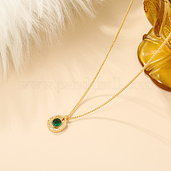 Colliers pendentifs en laiton pavé de zirconiums cubiques verts&nbsp;WG13E8C-01