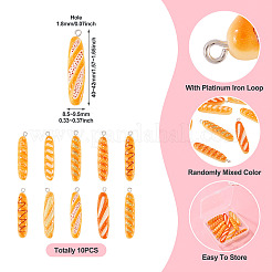 Ensemble de 10 pendentif miniature en résine représentant des aliments pour le petit-déjeuner&nbsp;FIND-TA0008-32