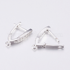 Fornituras para aretes tipo argolla de latón con micro pavé de circonio cúbico y cierre con traba&nbsp;X-ZIRC-K075-30P
