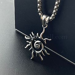Spirale Sonne Flamme Anhänger Punk Halskette Vintage 304 Edelstahl Hohl Schmuck&nbsp;RM8476