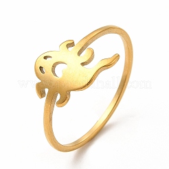 Anello da dito fantasma in acciaio inossidabile 201 con foro per le donne&nbsp;RJEW-K239-14G