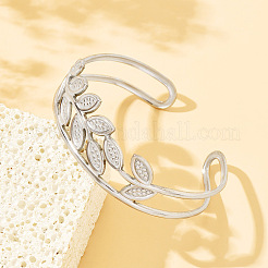 Braccialetti aperti a forma di foglia cava in acciaio inossidabile 304 per le donne&nbsp;WGFB653-01