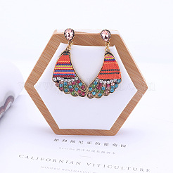 Colliers pendentifs en alliage de strass et cordon en polyester en forme de hibou et ensembles de boucles d'oreilles pendantes&nbsp;FS-WGE12EA-02