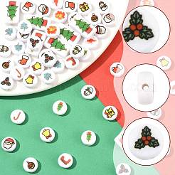 112 Stück 14 Stile Weihnachtsdruck undurchsichtige Acrylperlen&nbsp;OACR-FS0002-69