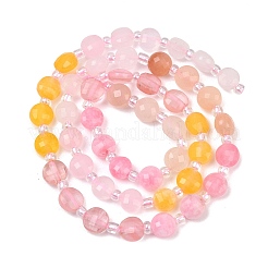 Hilos de cuentas de vidrio de cuarzo cereza y jade blanco natural teñido&nbsp;G-Z135-B01