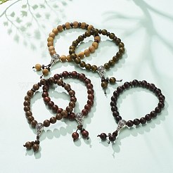 Braccialetto elastico con perline di cocco e legno naturale con zucca&nbsp;BJEW-JB08538
