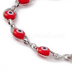 Bracelet en acier inoxydable 304 avec maillons œil de cheval et perles en résine pour femme&nbsp;BJEW-F439-01P-03