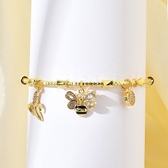 Messing-Armreifen mit Mikropflaster und klarem Zirkonia für Damen&nbsp;BJEW-Z089-04P