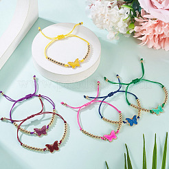 6 Stück 6 Farben Legierung Emaille Link Armbänder&nbsp;BJEW-TAC0043