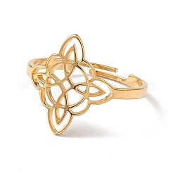 Anillo ajustable hueco de acero inoxidable 304 con nudo marinero para mujer&nbsp;RJEW-E073-04G
