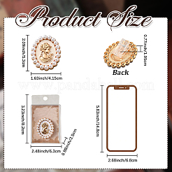 Clips ovales en alliage émail et perles de plastique&nbsp;AJEW-WH20130-221B-01