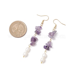Boucles d'oreilles pendantes en acier inoxydable 304 avec perles de culture d'eau douce naturelles&nbsp;EJEW-JE06536-02