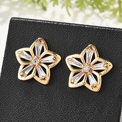 Orecchini a bottone da donna in ottone con micro pavé di zirconi cubici&nbsp;EJEW-G428-28C-02