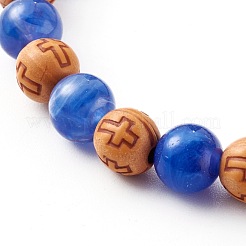 Holzimitat & Edelstein-Stil Acryl Perlen Stretch-Armbänder&nbsp;BJEW-JB06229