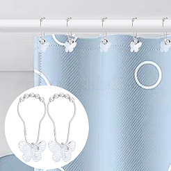 12 Stück Schmetterlings-Duschvorhangringe aus Acryl mit Eisen für Badezimmer&nbsp;HJEW-NB00293