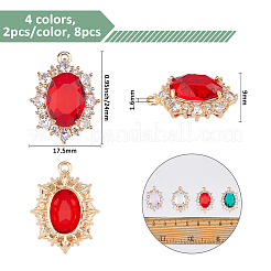 8 Stück 4 Farben Messing Micro Pave Zirkonia Anhänger&nbsp;KK-FH0008-06
