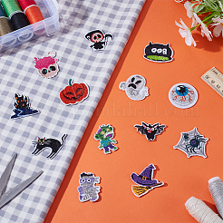13 Stück Halloween-Patches aus computergesteuertem Polyester-Stickstoff zum Aufbügeln/Aufnähen&nbsp;PATC-WH0002-103