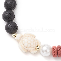 Bracelets extensibles en pierre de lave naturelle&nbsp;BJEW-JB12154