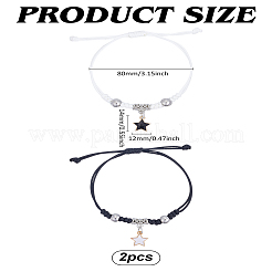 2 Stück Charm-Armbänder aus Zinklegierung mit Sternmotiv für Damen&nbsp;BJEW-LP0002-44