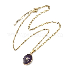 Ovaler Anhänger aus Messing mit natürlichem Amethyst&nbsp;NJEW-JN06046