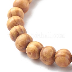 Bracelets extensibles en perles de bois naturel&nbsp;BJEW-JB06595