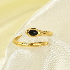 Schlangen-Manschettenringe aus 304 Edelstahl mit Emaille für Damen&nbsp;LS-RJEW-G338-10G-02