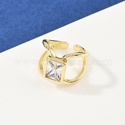 Anelli per polsini da donna in ottone con pavé di zirconi cubici&nbsp;RJEW-F186-05G