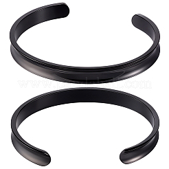 2 bracelet manchette ouvert en acier inoxydable&nbsp;BJEW-SC0001-83B