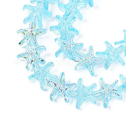 Perles de verre transparentes galvanisées avec peinture de cuisson&nbsp;EGLA-N017-07-A02