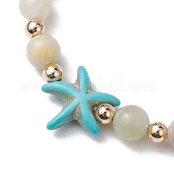 Natürliche Blumen-Amazonit-Armbänder mit runden Perlen und geflochtenen Perlen&nbsp;BJEW-JB10692-03