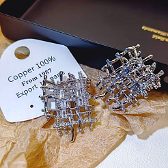 Boucles d'oreilles à tige tissées en alliage de strass&nbsp;FS-WG9A93A-02