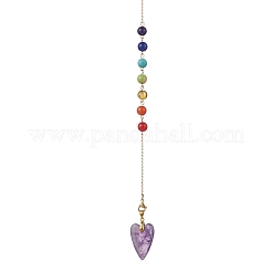 4 Stück natürliche Obsidian & Amethyst & Rosenquarz & Quarzkristall-Herz-Radiästhesie-Pendel&nbsp;PALLOY-JF04566