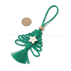 3 ciondolo decorativo in cotone a forma di albero di Natale&nbsp;HJEW-JM03830