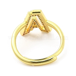 Anillo ajustable con letra inicial de esmalte de varios colores y circonita cúbica transparente&nbsp;RJEW-P045-01G-A