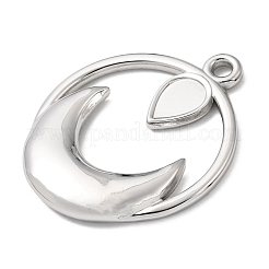 Pendentif en acier inoxydable 304 serti cabochon en forme de lune&nbsp;STAS-P454-10P