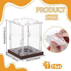 Rechteckige transparente Baseball-Vitrinen aus Acryl mit Sockel aus Kiefernholz&nbsp;ODIS-WH0038-211