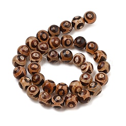 Fili di perle di agata dzi naturale tibetana a 3 occhio&nbsp;G-A240-A03-02