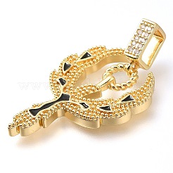 Pendentifs en émail de zircone cubique transparente en laiton micro pavé&nbsp;KK-S049-29G
