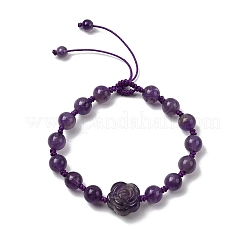 Braccialetti di perline intrecciate regolabili con perline di ametista naturale per donna&nbsp;BJEW-L713-A06