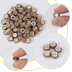Perles européennes à gros trous en argile polymère faites à la main avec des strass et des noyaux en laiton plaqué argent&nbsp;FPDL-PA0001-02E