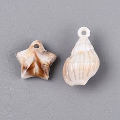 Ciondoli in plastica opaca bicolore della serie Ocean con effetto pietra preziosa artificiale&nbsp;KY-Q005-05