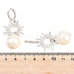 Orecchini a cerchio in ottone a forma di sole&nbsp;EJEW-Z164-13P