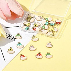 24 Stück 6-farbig bedruckte Anhänger aus hellgoldfarbener Legierung&nbsp;ENAM-FS0002-76