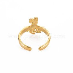 Anillo abierto de acero inoxidable 304 con revestimiento iónico (IP) para mujer&nbsp;RJEW-S405-156G-L