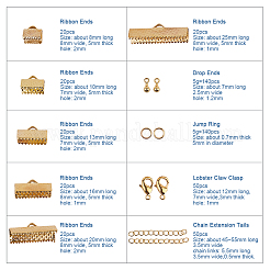 Schmuck Grundlagen Klasse Kit Gold Hummer Spange Sprung Ringe Legierung Drop Endstücke Band endet Twist Extender Ketten mischen 10 Stil viel in in einer Box&nbsp;FIND-PH0003-01G