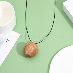 Pendentifs de bijoux de boîte de pomme en bois&nbsp;FIND-WH0032-44