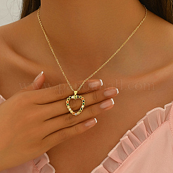 Colliers avec pendentif en forme de cœur creux en laiton et zircone cubique micro-pavé pour femmes&nbsp;ED7102-1