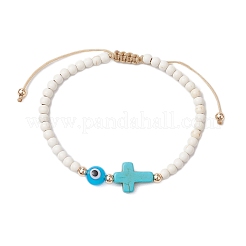 4 pz braccialetti di perline intrecciate in turchese sintetico tinto per donna&nbsp;BJEW-TA00565