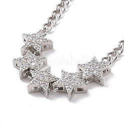 Collier pendentif étoile en zircone cubique transparente avec chaînes gourmettes en laiton pour femme&nbsp;NJEW-E042-01P